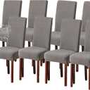 8pcs Waterproof Parson Chair Covers, Stretch Durable Dining Chair Cover, Thick and Washable Kitchen Chair Covers, seat Cover Protector for Home, Restaurant, Banquet (Grey)