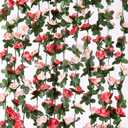 MARTINE MALL Flower Garland Vines, 16 Strands 132Ft for Bedroom, Rose Decoration, Floral Garland for Room Table Birthday Wedding Party Garden Wall Decor (Pink)