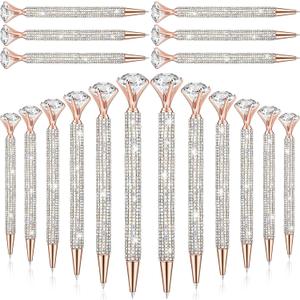Honoson 50 Pcs Big Diamond Pens Bulk Bling Rhinestone Pens with Crystal Christmas Glitter Retractable Black Ink Ballpoint Pens for Bridal Shower Gifts School Office Birthday Party Favor(AB Color)