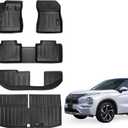 Custom for 2022-2024 2025 Mitsubishi Outlander Floor Mats 3Row and Trunk Cargo Liner All Weather TPE Rubber Mat (not for PHEV or Sport Models) (Floor Mats 3 Row+Cargo Liner