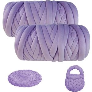 Chunky Yarn for Arm Knitting, guofa 4.4LBS Soft Fleece Yarn for Throw Blanket Pillow, Hand Knitting Bag, Cat Bed and DIY Home Decorations (Purple)