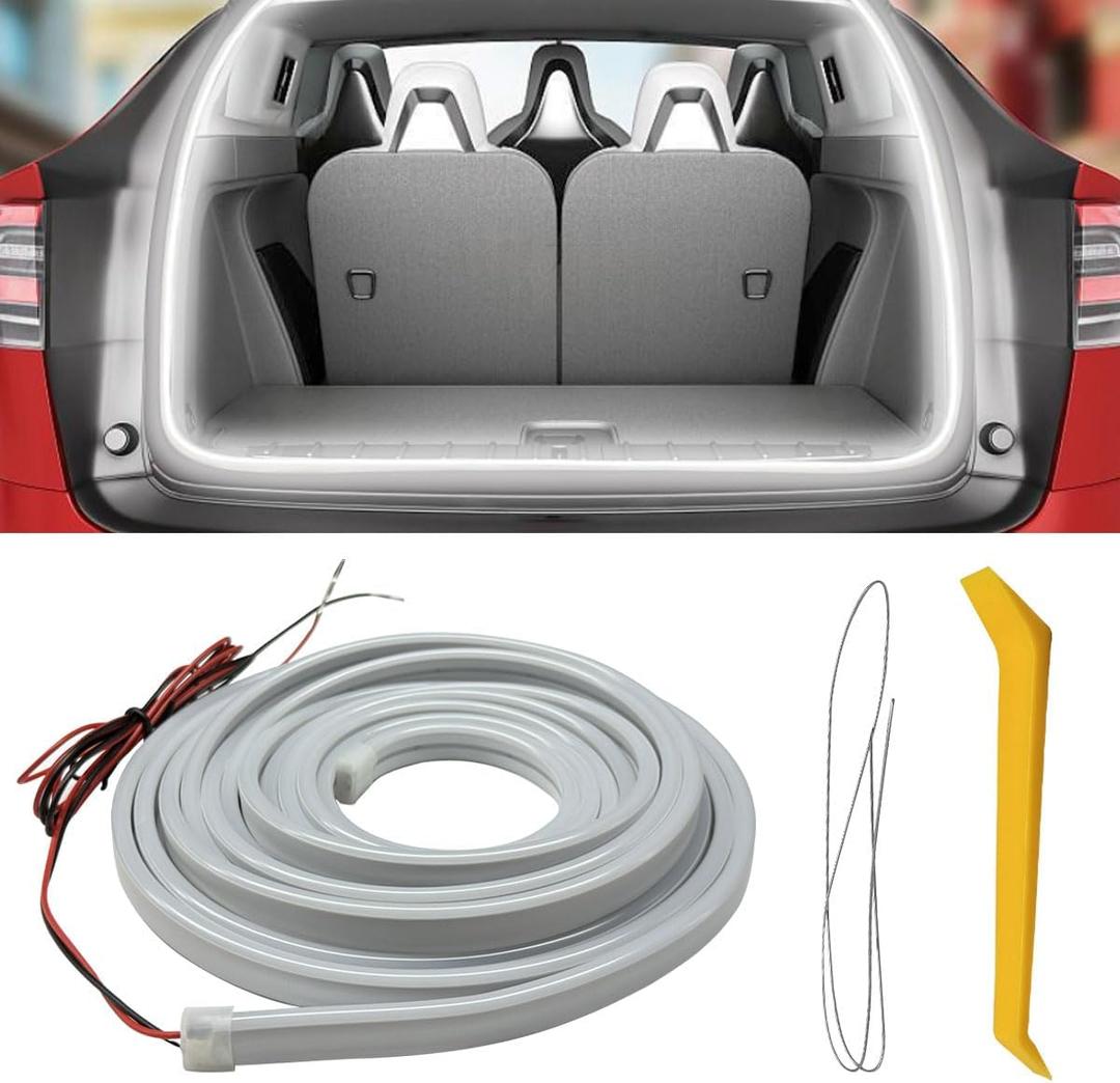 YoRise Car Trunk Light Strip, 157.48" Universal Flexible Auto Interior LED Lamp Strip Decoration, Waterproof Vehicle Trunk Ambient Lighting Accessories for Car SUV (White)