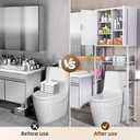 Kalrin Over-the-Toilet Storage Cabinet with Fluted Wave Doors and Adjustable Shelf, Wood Over-Toilet Storage Rack with Drain Basket, Freestanding Bathroom Organizer for Balcony Laundry, Pure White