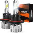 SEALIGHT 9008 H13 Bulbs, 46000LM 800% Ultra-Bright H13 Drving Lights, 6500K White 9008 Off-Road Use or Marker Light Assemblies with 15000RPM Cooling Fan, Real Plug-N-Play, Pack of 2