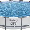 Bestway Steel Pro MAX 14' x 33" Round Above Ground Pool Set | Includes 530gal Filter Pump (Gray)