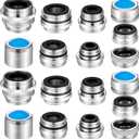 Honoson 18 Pcs Faucet Adapter Kit, brass Male and Female Sink Aerator Set Kitchen Sink Faucet Adapter to Connect Garden Hose, Water Filter, Standard Hose Via Diverter