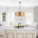 20 Brushed Brass Modern Chandelier Classic 3 Round Metal Pendant Light Contemporary Adjustable Industrial Pendant Light for Dining Room Kitchen Island Living Room Bedroom, UL Listed