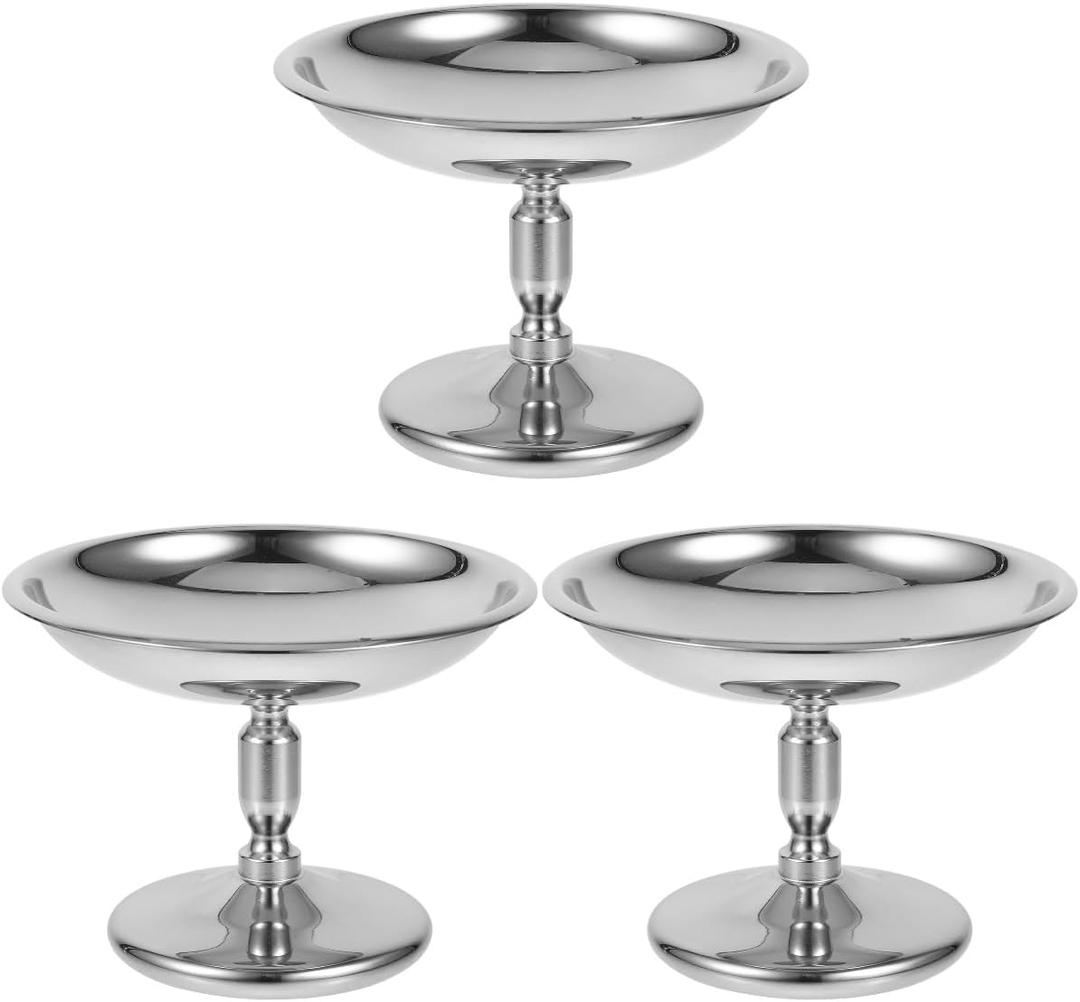 DOITOOL Mini Dessert Bowls Small Ice Cream Cups: 3PCS Stainless Steel Footed Dessert Cup Metal Fruit Plate Holder Party Favors Ice Cream Holder for Sundae Candy Jelly Fruit