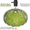 Glass Lamp Shades,Vintage Green Shade 9.4in E26 Flower Shape Replacement Lampshade for Floor, Wall, Pendant, Vanity Light 2Pcs
