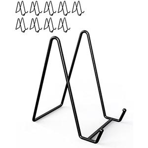 Lzerking 5 Packs Display Stands for Plate, 6 Inches Black Plate Stands for Display, Metal Plate Holder Picture Stand for Picture, Decorative Plate, Book, Photo