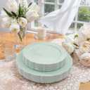 Tinybee 60PCS Sage Green Plates - Heavy Duty Sage Green Disposable Plates, Elegant Plastic Plates for Bridal Shower, Wedding and Party Including 30 Dinner Plates 10 '' & 30 Dessert Plates 7.5 ''