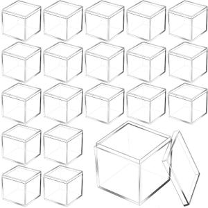 Tuanse 40 Pcs Acrylic Box with Lid Clear Small Acrylic Box Plastic Square Cube with Lid Mini Containers Display 2.2 x 2.2 x 2.2 Inch for Candy Pill Tiny Jewelry Toys Gifts