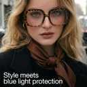 miyya Oversized Blue Light Glasses for Women, Retro Fashion Computer Glasses, Anti-Glare, Eye Strain Relief