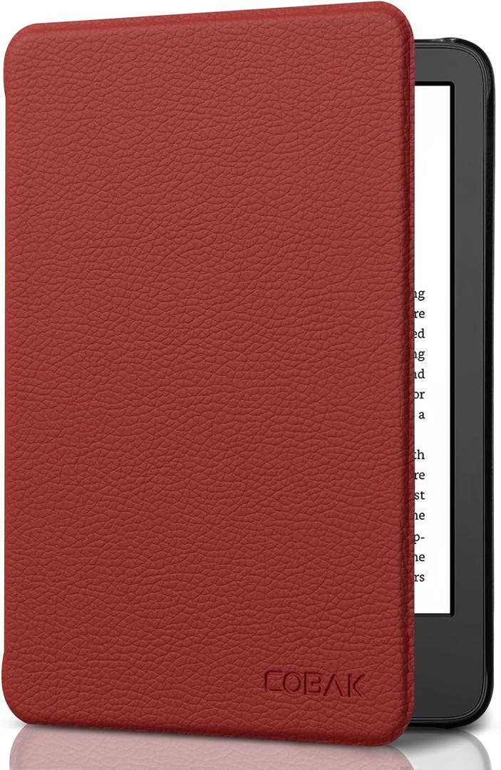 CoBak Case for All New 6 Inch E-Reader 2024 and 2022 (11 Generation) - PU Leather Smart Cover, Auto Sleep and Wake, Premium Protective Case for Kindle, Boox, Kobo, Wine Red