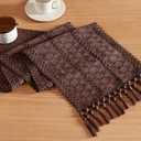 ZeeMart Macrame Style Boho Table Runner, Dark Brown Table Runners 60 Inches Long, Farmhouse Woven Home Decor, 12x60 Inch, Chocolate