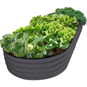 Plant & Plot Galvanized Raised Garden Beds Outdoor // 8×4×1 ft Planter Raised Beds for Gardening, Vegetables, Flowers // Large Metal Garden Box // Patented Tool-Free Design (Gray)