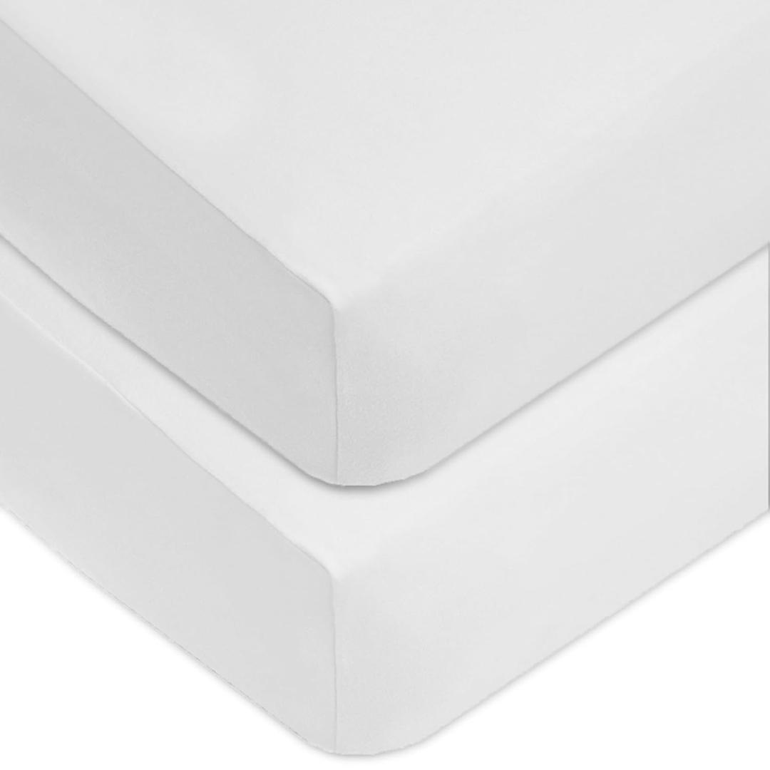 American Baby Company 2 Pack 100% Natural Cotton Fitted Mini Crib Sheets 38" x 24" - Soft & Breathable Small Nesting Portable Sheets, Fits Pack N Play Mattresses, Snow White, for Boys & Girls