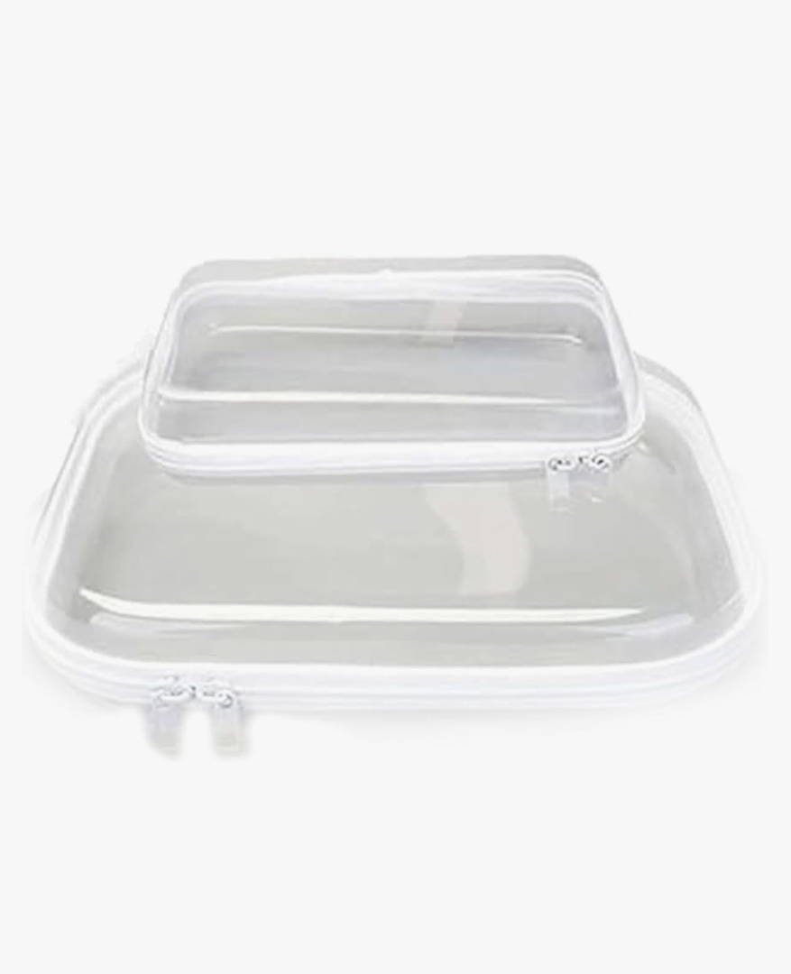 Clear Zipper Case, Hard Shell Zipper Case,Clear pencil pouch,Diaper Bag, Toiletry Pouch, Travel Organizer,Toy Storage Bins