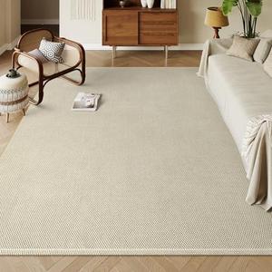 Moynesa Easy Jute Rug 8x10 for Living Room, Bedroom, Farmhouse Patio - Hand Woven Sisal Area Rug for Dining Room, Natural Fiber Indoor Outdoor Carpet, Natural & Beige