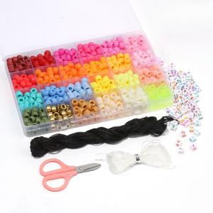 24 Grid/Box Pony Beads Bracelets Set Colorful Big Hole Acrylic Beads Jewelry For Making Bracelet Diy Beads 9X6Mm 480/650 Pcs (Style 06)