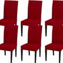 JQinHome 6 Pcs Dining Chair Slipcover,High Stretch Removable Washable Chair Seat Protector Cover for Home Party Hotel Wedding Ceremony (Red)
