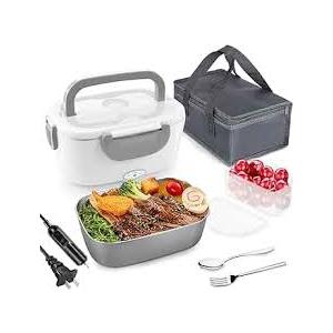 FVW Electric Lunch Box Food Heater, 3 in 1 Portable Food Warmer Lunch Box for Car & Home, Leak Proof, Lunch Heating Microwave with 304 Stainless Steel Container 1.5 L, 110V/12V/24V