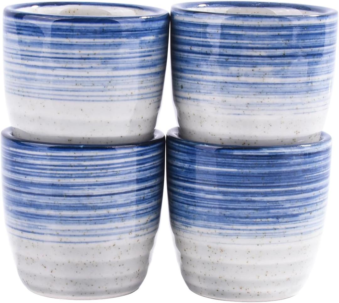 Whitenesser Japanese-Style Ceramic Sake Cups Set of 4 Handcrafted Sake Wine Glasses for Sushi Dinner, Asian Entertaining and Home Bars Elegant Minimalist Design, Dishwasher Safe (bs)