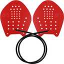 NQEUEPN Swimming Paddle Hands, Swimming Paddles Equipment Lightweight Swim Training Paddles with Adjustable Straps Swim Hand Fins Swim Paddles for Lap Swimming Freestyle Butterfly Women and Men (Red)