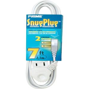Prime Wire & Cable EC920607 7-Feet 16/2 SPT-2 3-Outlet Cord, White (Single Pack)