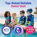 HeySplash Toddler Swim Vest, Kids Swimming Jacket Fit 30-50/50-80lbs, Child Floaties Vest wiht Safety Strap, Float Jacket for Girls/Boys on Pool,Beach,Boating, Learn to Swim Aid, A-Indigo, L(Age Recommend 6-9 Years)