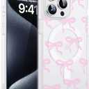 XIQI Designed for iPhone 15 Pro Max Case 6.7'' with Clear & Slim[Anti-Yellowing][Compatible with MagSafe] Magnetic Protective 15 Pro Max Phone Case for Men Wowen,Pink Pack Of 2