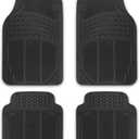 NASCAR Premium Car Floor Mats - 4-Piece Set | Heavy Duty All-Weather Rubber | Universal Trim-to-Fit for Cars, Trucks & SUVs | Traps Dirt, Snow & Water | Black Floor Mats