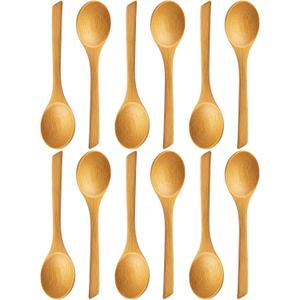 Long Bamboo Soup Spoons Set of 12, 8.5 Inch Wooden Dinner Spoons for Soup Ramen Cereal Rice, Reusable Eco Friendly Bamboo Eating Spoons, Japanese Style Kitchen Tableware