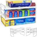 Pantry Organization and Storage for Kitchen - Expandable Kitchen Wrap Box Organizer Rack, Foil Organizer for Cabinet & Counter, Height & Width Adjustable Cupboard Storage Rack - (3 Tier 9.8 to 15.6"L) (White-1P)