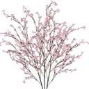 3 Pcs Cherry Blossom Branches Artificial Flowers for Spring Summer Indoor Decoration Faux Cherry Blossom Long Stems Light Pink Silk Fake Flowers for Tall Vase Arrangements Home Wedding Table