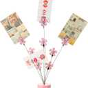 Tandefio Gift Card Tree Holder Clip, 8 Branch Multiple Money Family Photo Tree Christmas Card Holder with Clips Picture Frame Stand for Memo Note Wedding Photo Display Office Desk Decor(Pink)