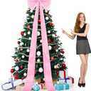 118 Inch Large Christmas Tree Topper Bow Satin Extra Large Farmhouse Bow Ornament for Xmas Home Wedding Party Supplies Decoration (Pink)