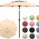 10FT Patio Umbrella, 2 Tier Outdoor Table Umbrella, Large Vented Market Umbrellas with Push Button Tilt and Crank, 8 Sturdy Ribs for Backyard, Deck, Pool, UPF50+ UV Protection