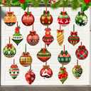 40 Pcs Christmas Magnetic Garage Door Decorations Christmas Ball Garage Door Magnets Stickers with Bows Refrigerator Stickers Car Door Decals for Indoor Outdoor Holiday Party Decoration