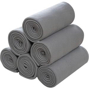 CAI TENG Fleece Throw Blankets Lightweight Warm for Soft Cozy Pet-Friendly Bulk Fleece Blanket Solid for Home, Bed, Sofa, Dorm, Office, Gifts, Outdoor (Grey, Pack of 6-50 x 60 inch)