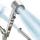 Filtered Shower Head with Handheld, High Pressure Water Flow and Multiple Spray Modes Shower Head with Filter, Power Wash for Hard Water, Showerhead with ON/OFF Switch for Pets Bath (Silver)