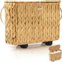 Weysat Wicker Toilet Paper Basket with Lid and Detachable Wheels Boho Slim Woven Toilet Paper Holder Holds up to 9 Mega Rolls for Home Bathroom Decor Organizer