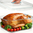 Hontent Large Glass Storage Containers with Lids 201oz Extra Large Big Airtight Glass Food Storage Containers for Rotisserie Chicken Watermelon Leftovers Marinade Turkey, BPA Free, Dishwasher Safe, Blue