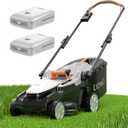 Litheli 16 Inch Lawn Mower 2x20V Electric Coreless Lawn Mower Lightweight Push Mower with 6-Position Height Adjustment, 2 x 4.0Ah Battery Include.