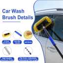 18FT Reach Car Wash Brush with Long Handle, 3 to 12 FT Car Cleaning Brush with Soft Bristle, Aluminium Telescoping Pole for Solar Panel, House Siding, SUV, Cars, Trucks, RV, Floors, Navy