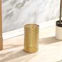 Metal Gold Garbage Can, Gold Trash Can for Office, Modern Metal Waste Basket for Bathroom, 7" W x 7" L x 12" H