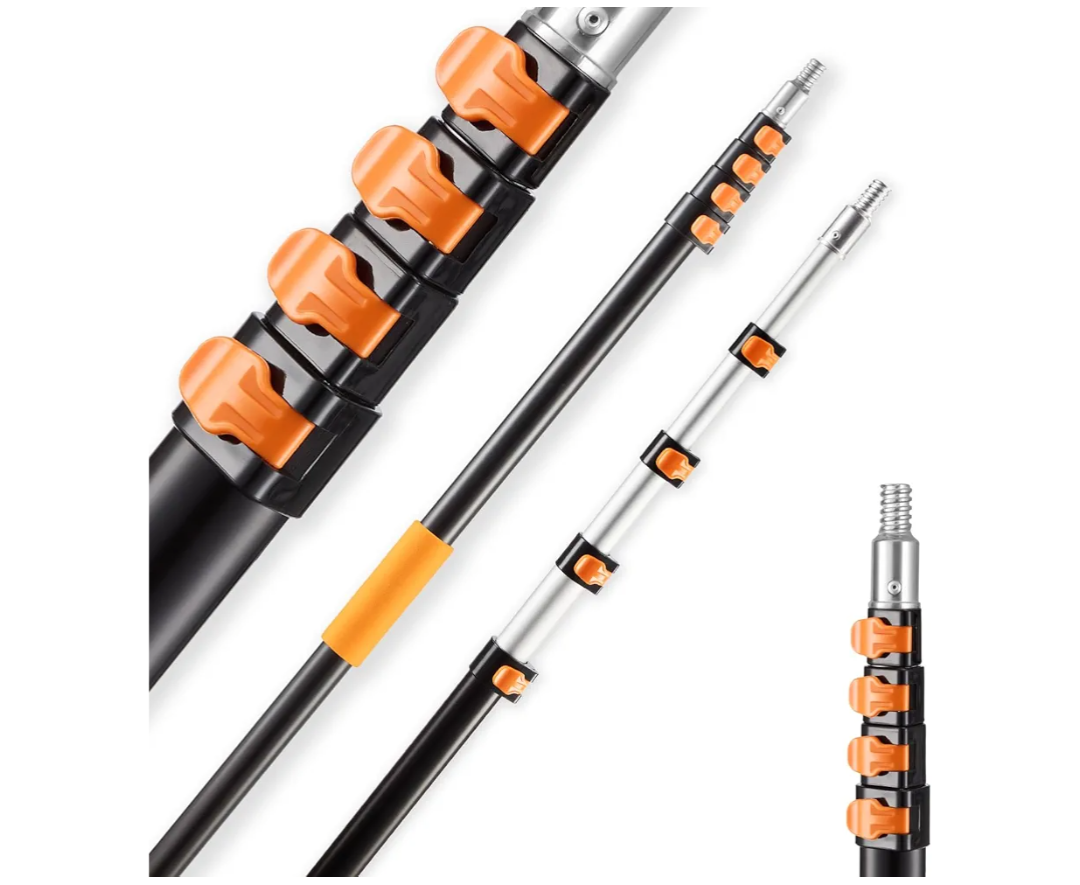VEVOR Telescopic Extension Pole, 4.66-19 FT Multi-Purpose Extendable Pole, Sturdy Aluminum Alloy Paint Pole Extension with Flip-Lock Design, High Reach Roller Stick for Painting, Dusting and Cleaning (Bent in half)