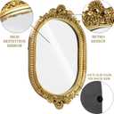 GUOER Vintage Antique Decorative Bathroom Vanity Tray Decor Mirror Tray for Dessert Table Coffee Table Vanity Home Decor Serving Tray with Handle Gold