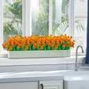 Outdoor Fake Artificial Flowers,8 Bundles UV Resistant Plastic Flowers for Outside,Faux Flower for Outdoors Home Dcor(Orange Red)