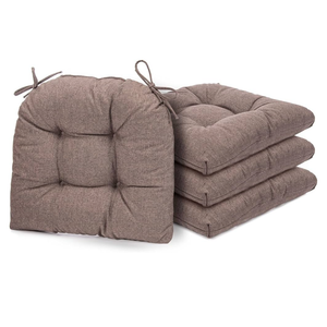 Chair Cushions for Dining Chairs, 4 Pack Soft and Comfortable Chair Cushions Pads with Ties, Seat Cushions for Kitchen Chairs, Dining Room (4 Pack 17x16, Brown)